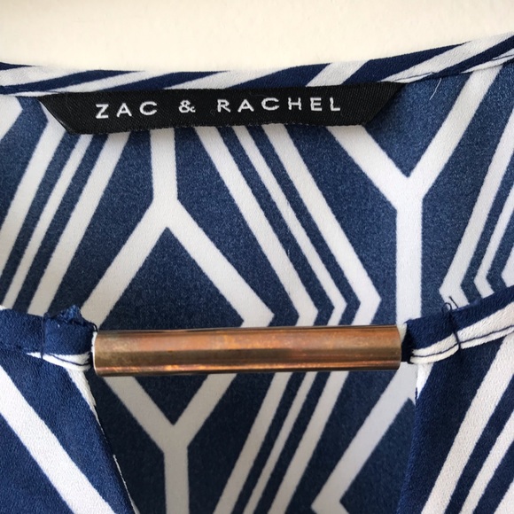 Zac & Rachel navy and white chiffon tunic top - Picture 4 of 8